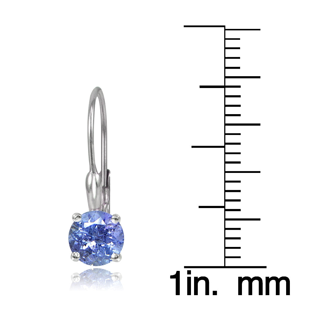 Sterling Silver 1.8ct TGW Tanzanite 6mm Round Leverback Earrings-3