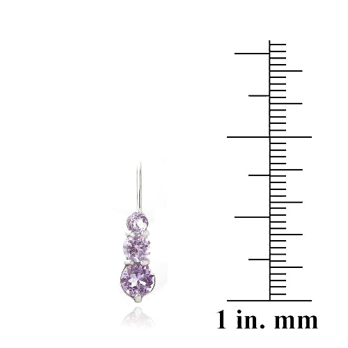 Sterling Silver 1.5ct Amethyst Three Stone Drop Earrings-3