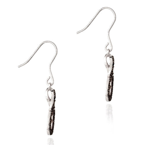 Sterling Silver Black Diamond Accent Infinity Twist Dangle Earrings-2