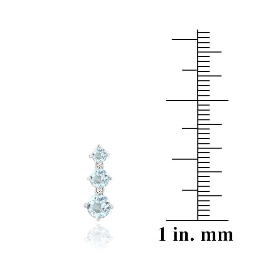 Sterling Silver 3.85ct Blue Topaz Three Stone Dangle Earrings-3