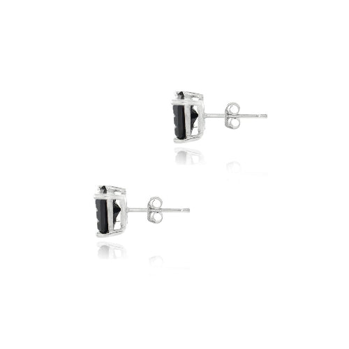 Sterling Silver Black CZ Checkerboard 5mm Stud Earrings-2