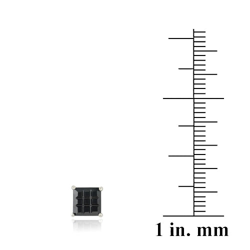 Sterling Silver Black CZ Checkerboard 6mm Stud Earrings-3