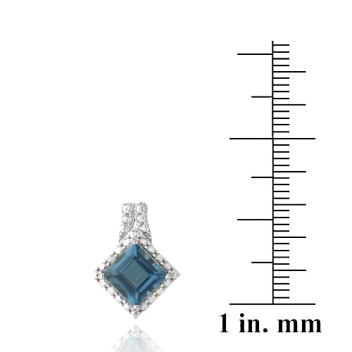 Sterling Silver 2.5ct London Blue Topaz & Diamond Accent Diamond-Shape Earrings-3