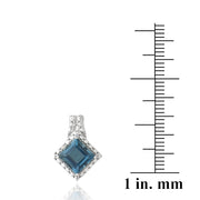 Sterling Silver 2.5ct London Blue Topaz & Diamond Accent Diamond-Shape Earrings