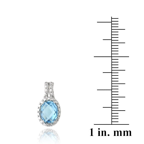 Sterling Silver 3ct Swiss Blue Topaz & Diamond Accent Oval Drop Earrings-3