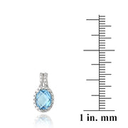 Sterling Silver 3ct Swiss Blue Topaz & Diamond Accent Oval Drop Earrings