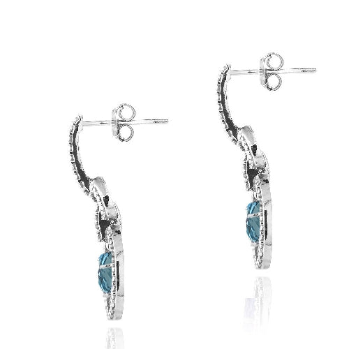 Sterling Silver 3ct London Blue Topaz & Diamond Accent Oval & Round Dangle Earrings-2