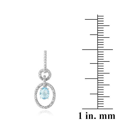 Sterling Silver 3ct Swiss Blue Topaz & Diamond Accent Oval & Round Dangle Earrings-3