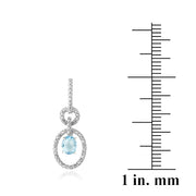 Sterling Silver 3ct Swiss Blue Topaz & Diamond Accent Oval & Round Dangle Earrings