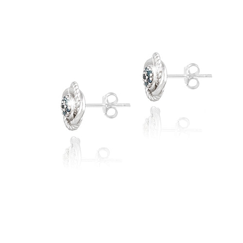 Sterling Silver 1/7ct Blue Diamond Love Knot Stud Earrings-2