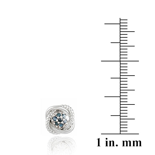 Sterling Silver 1/7ct Blue Diamond Love Knot Stud Earrings-3