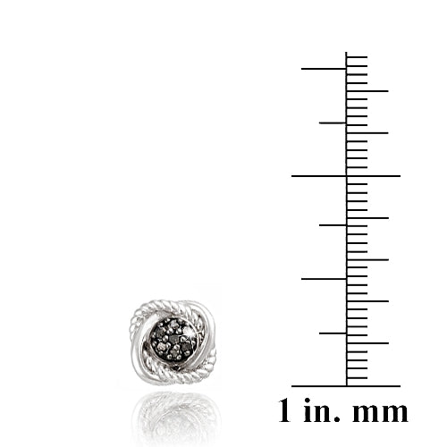 Sterling Silver 1/7ct Black Diamond Love Knot Stud Earrings-3