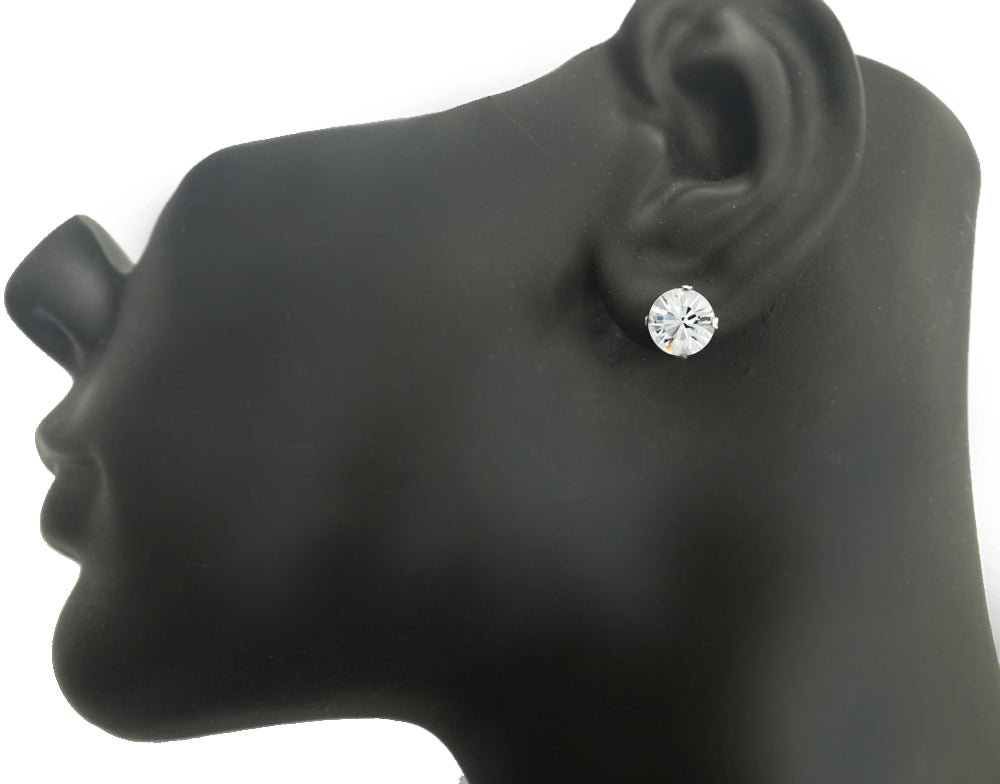 Sterling Silver Clear Swarovski Elements Stud Earrings, 8mm-2
