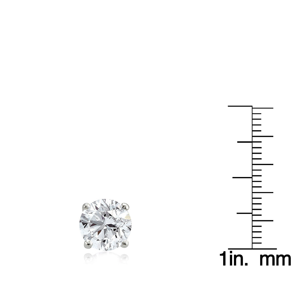 Sterling Silver 5.5ct Cubic Zirconia 9mm Round Stud Earrings-3