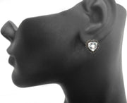 Sterling Silver 4.5ct White Topaz & Black Spinel Heart Stud Earrings