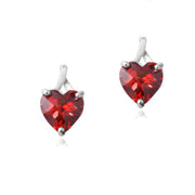 Sterling Silver 2.5ct Created Ruby Briolette-Cut Heart Drop Earrings