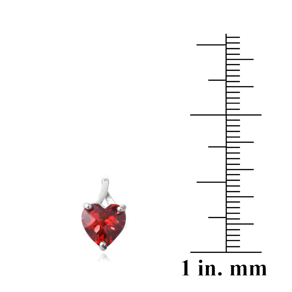 Sterling Silver 2.5ct Created Ruby Briolette-Cut Heart Drop Earrings-3