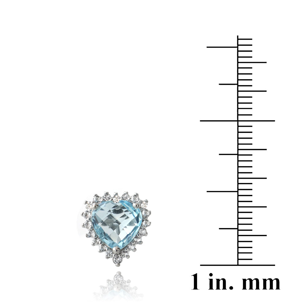 Sterling Silver 5.5ct Blue & White Topaz Heart Stud Earrings-3