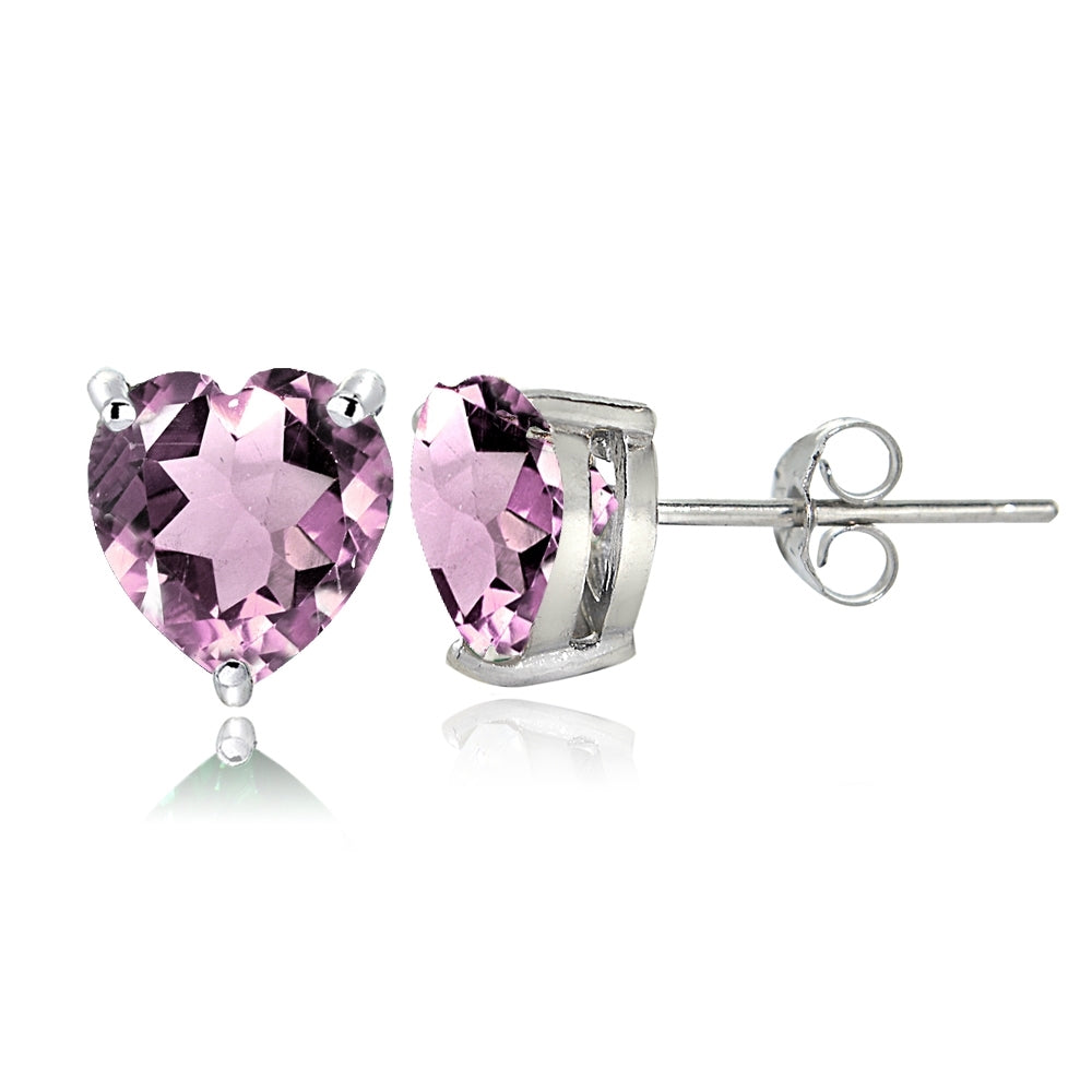 Sterling Silver Created Alexandrite 7mm Heart Stud Earrings