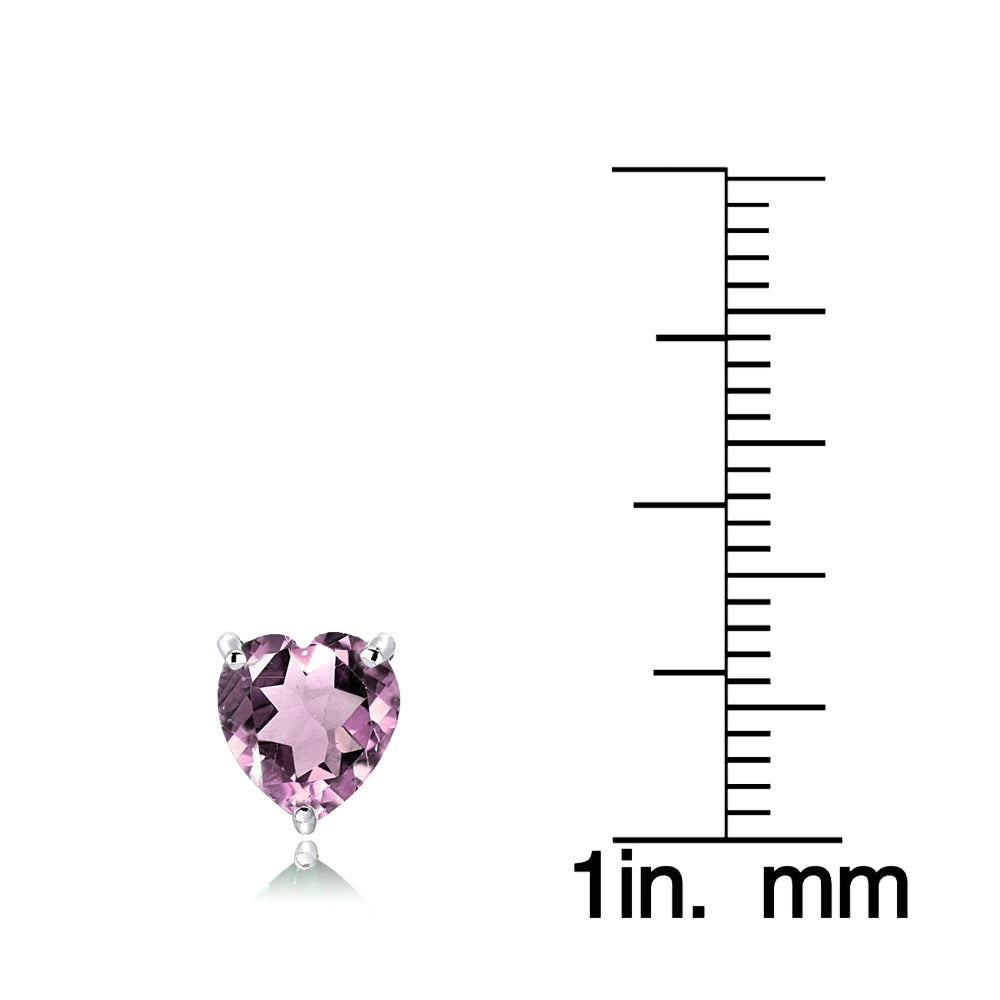Sterling Silver Created Alexandrite 7mm Heart Stud Earrings-3