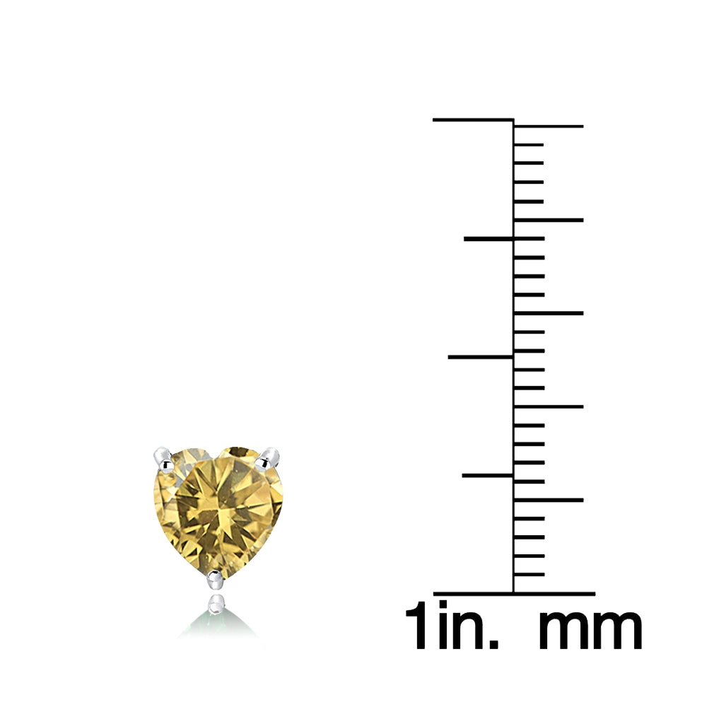 Sterling Silver Citrine 7mm Heart Stud Earrings-3