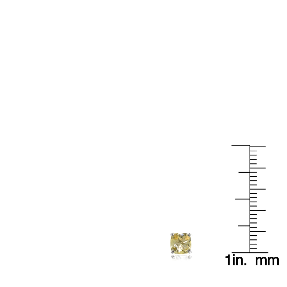 Sterling Silver 6mm Cushion-Cut Citrine Stud Earrings-3