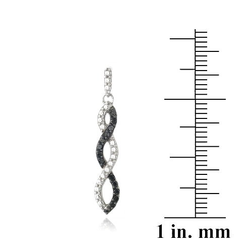 Sterling Silver 1/4 ct Black Diamond Triple Infinity Dangle Earrings-3