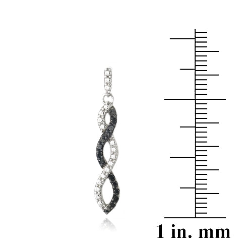 Sterling Silver 1/4 ct Black Diamond Triple Infinity Dangle Earrings