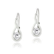 Sterling Silver 1ct White Topaz Infinity Leverback Earrings