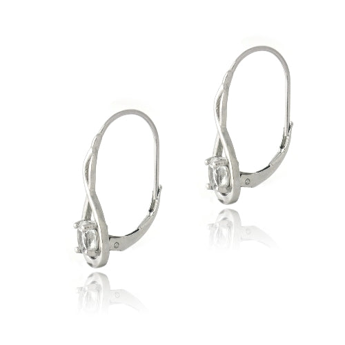 Sterling Silver 1ct White Topaz Infinity Leverback Earrings-2