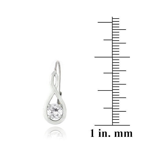 Sterling Silver 1ct White Topaz Infinity Leverback Earrings-3