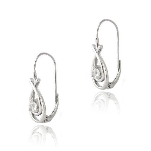 Sterling Silver 3/4ct White Topaz Double Teardrop Leverback Earrings-2