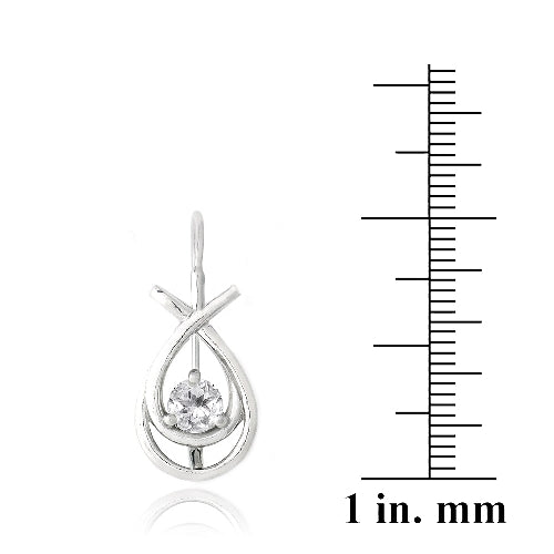 Sterling Silver 3/4ct White Topaz Double Teardrop Leverback Earrings-3