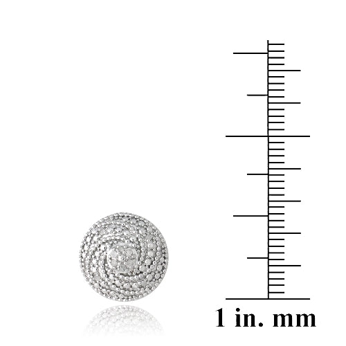 Sterling Silver 1/10 ct Diamond Round Spiral Stud Earrings-3
