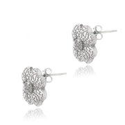 Sterling Silver 1/10 ct Diamond Clover Stud Earrings