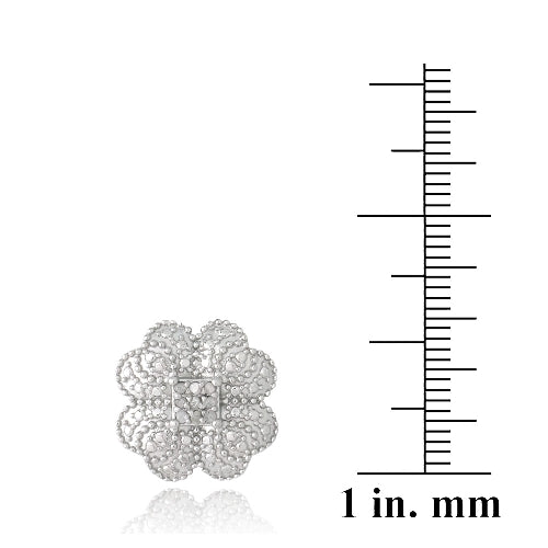 Sterling Silver 1/10 ct Diamond Clover Stud Earrings-3