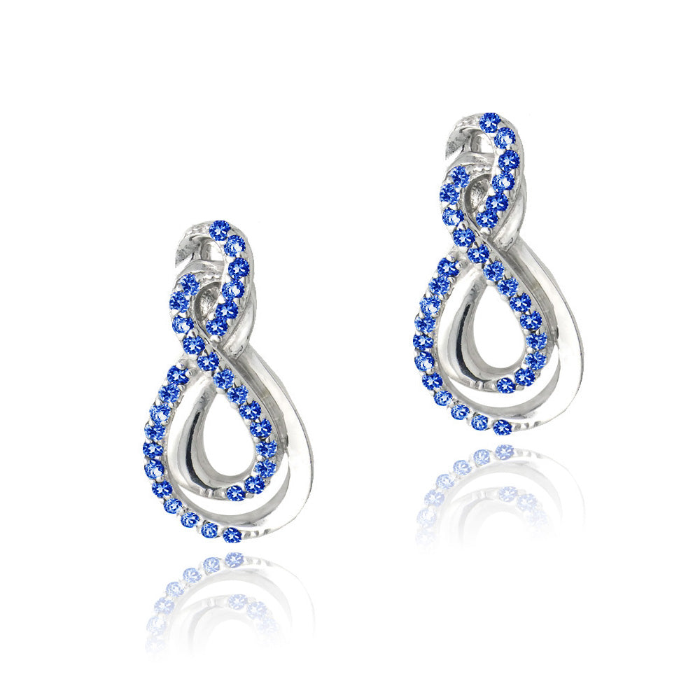 Sterling Silver Created Blue Sapphire Intertwined Infinity Earrings