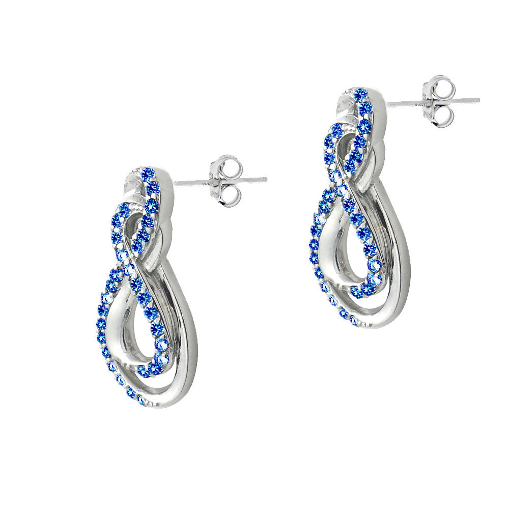 Sterling Silver Created Blue Sapphire Intertwined Infinity Earrings-2