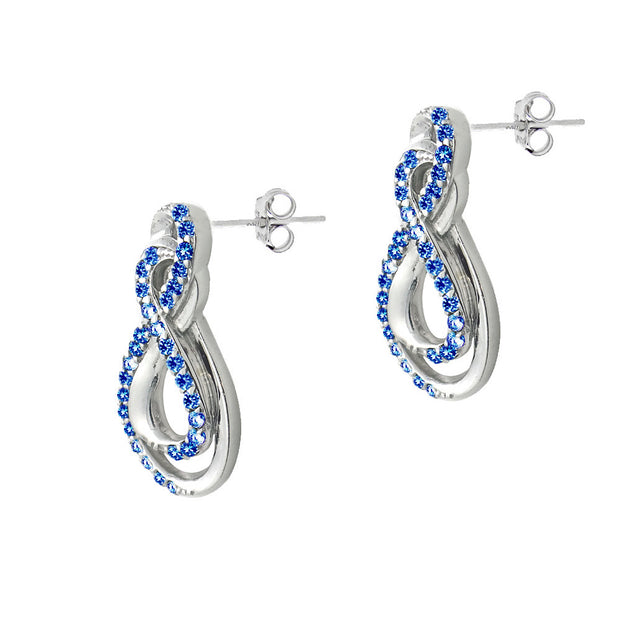 Sterling Silver Created Blue Sapphire Intertwined Infinity Earrings
