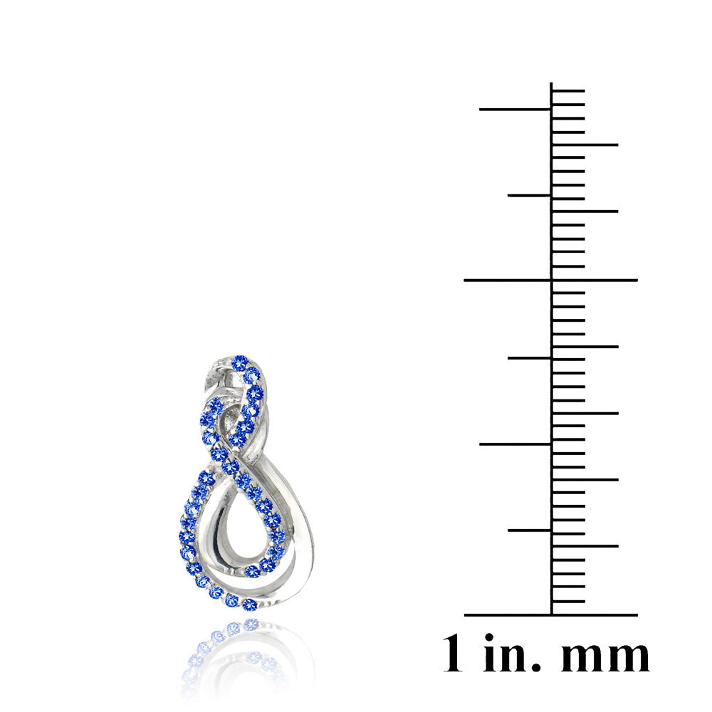 Sterling Silver Created Blue Sapphire Intertwined Infinity Earrings-3