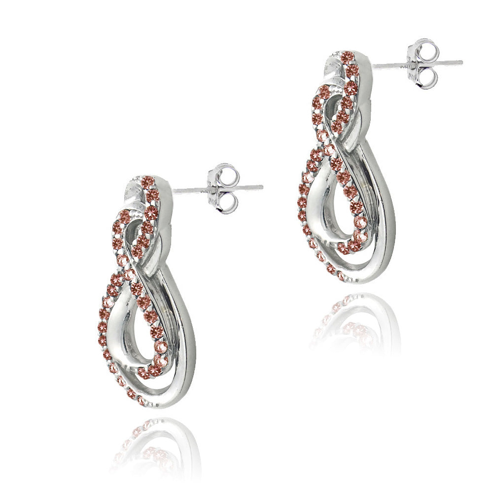 Sterling Silver Garnet Intertwined Infinity Drop Earrings-2