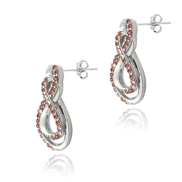 Sterling Silver Garnet Intertwined Infinity Drop Earrings