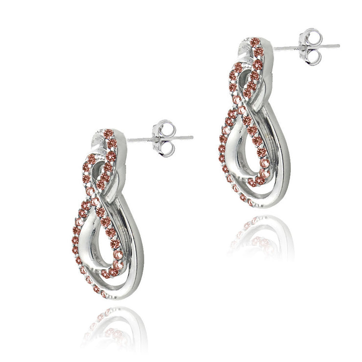 Sterling Silver Garnet Intertwined Infinity Drop Earrings