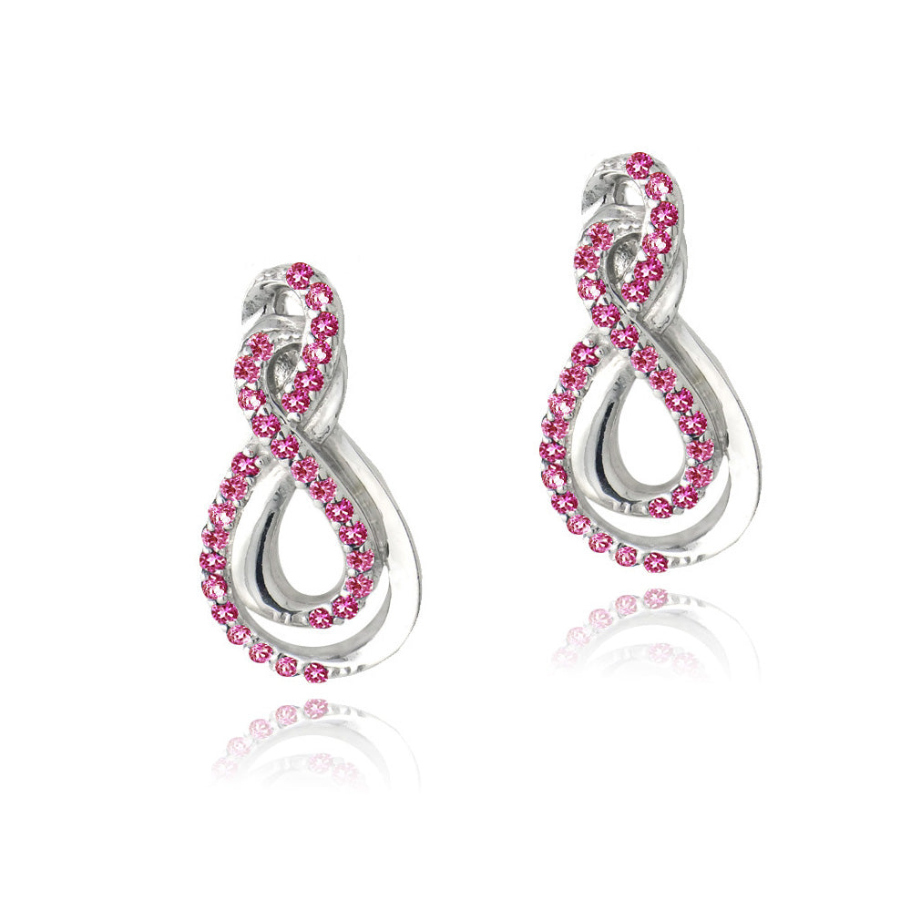 Sterling Silver Created Ruby Intertwined Infinity Earrings