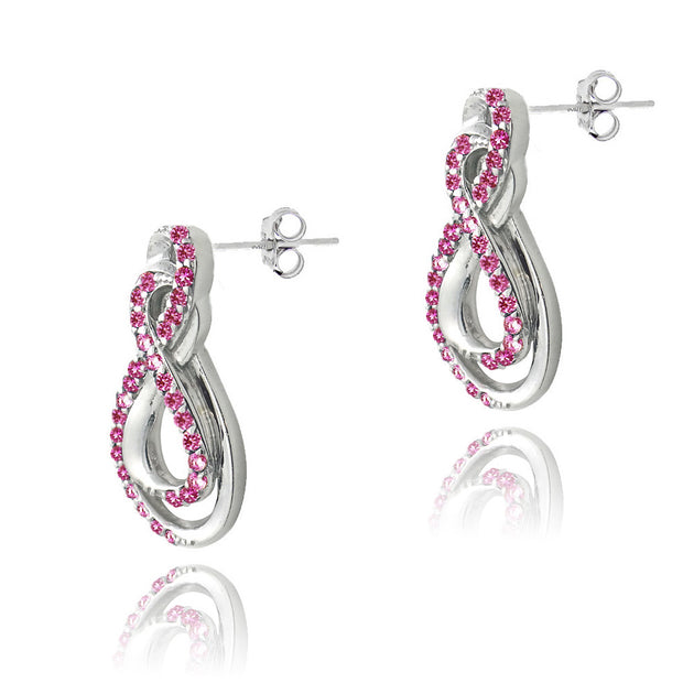 Sterling Silver Created Ruby Intertwined Infinity Earrings
