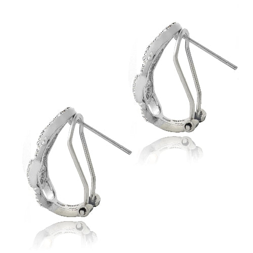 Sterling Silver Cubic Zirconia Double Intertwining Infinity Half Hoop Earrings-2