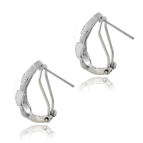 Sterling Silver Cubic Zirconia Double Intertwining Infinity Half Hoop Earrings