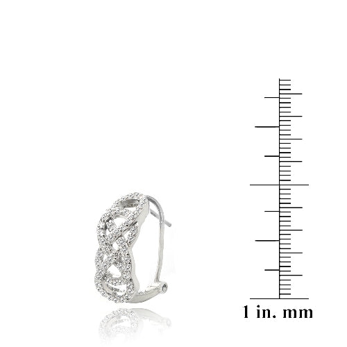 Sterling Silver Cubic Zirconia Double Intertwining Infinity Half Hoop Earrings-3