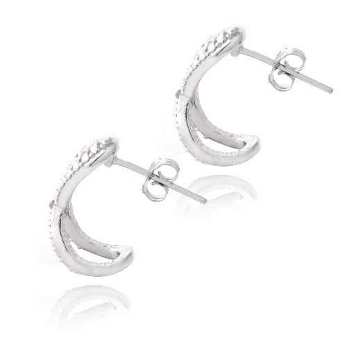 Sterling Silver Diamond Accent Infinity Heart Half Hoop Earrings-2