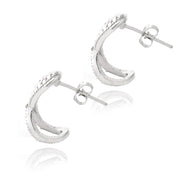 Sterling Silver Diamond Accent Infinity Heart Half Hoop Earrings